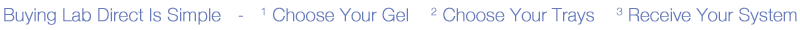 Buying Lab Direct is Simple - 1. Choose your Gel 2. Choose your Trays 3. Receive your System